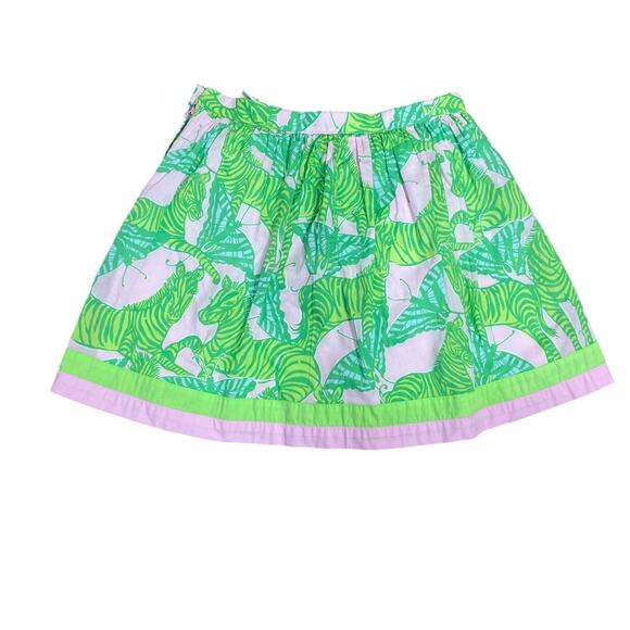 Lilly Piltzer Brazilian Court Zebra Butterfly Pink & Green Skirt Girl’s SZ 10 - Picture 2 of 3
